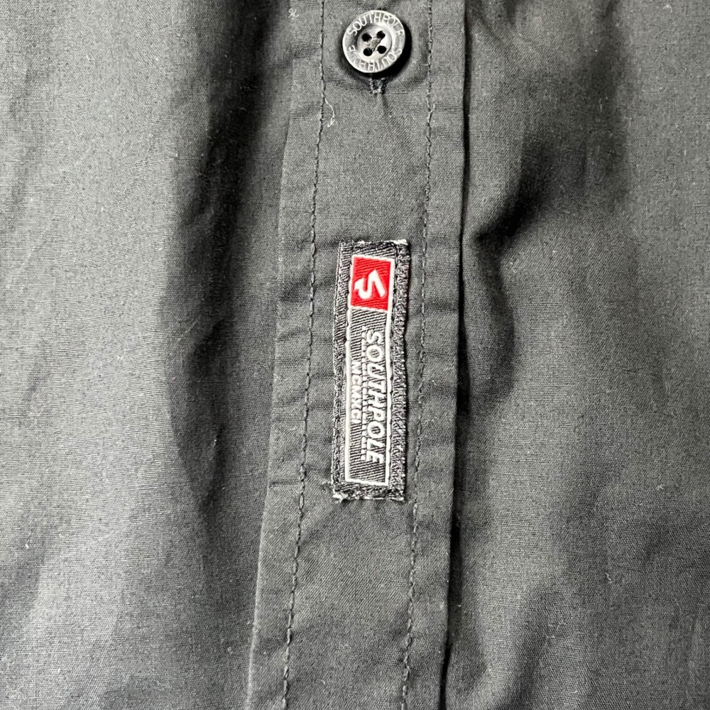 Southpole Shirt Mens Large Black Cotton Blend LongSleeve Button Up UtilityPocket - Picture 7 of 9